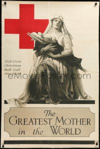 4d0457 GREATEST MOTHER IN THE WORLD linen 28x42 WWI war poster 1918 Red Cross, Foringer art of nurse!