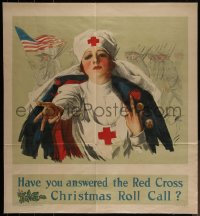4d0258 HAVE YOU ANSWERED THE RED CROSS CHRISTMAS ROLL CALL 28x30 WWI war poster 1918 Fisher art!