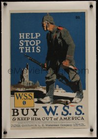 4d0459 HELP STOP THIS linen 10x15 WWI war poster 1918 Adolph Treidler art, keep him out of America!