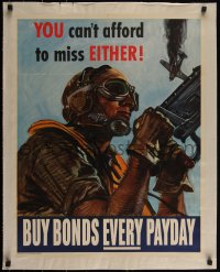 4d0260 YOU CAN'T AFFORD TO MISS EITHER 22x28 WWII war poster 1944 Sawyers art of plane shot down!