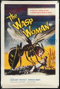 4d0765 WASP WOMAN linen 1sh 1959 classic art of Roger Corman's lusting human-headed insect queen!