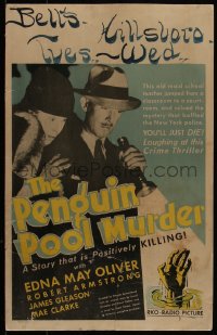 4d0167 PENGUIN POOL MURDER WC 1932 Edna May Oliver as Hildegarde Withers & James Gleason, rare!