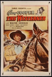 4d0767 WESTERNER linen 1sh 1940 William Wyler classic, great image of cowboy Gary Cooper, very rare!