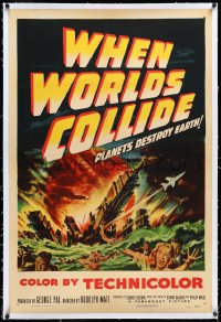 4d0768 WHEN WORLDS COLLIDE linen 1sh 1951 George Pal classic doomsday sci-fi thriller, great artwork!