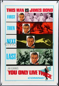 4d0777 YOU ONLY LIVE TWICE linen teaser 1sh 1967 great multiple images, First, Then, Next, Last!