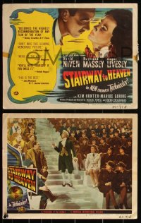 4d0110 STAIRWAY TO HEAVEN 8 LCs 1947 David Niven, Hunter, Powell & Pressburger, rare complete set!