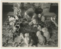 4f1329 DOROTHY LEE 8x10 news photo 1931 stuffed animals watch her compete in Crokinole championship!