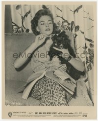 4f1511 REBEL WITHOUT A CAUSE candid 8x10 still 1955 Natalie Wood brushes her dog after reading script!
