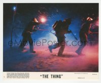 4f1573 THING 8x10 mini LC #7 1982 John Carpenter sci-fi horror, men working in blizzard, cool image!