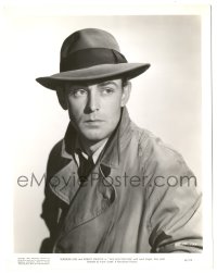 4f1575 THIS GUN FOR HIRE 8x10.25 still 1942 best close up of Alan Ladd wearing hat & trench coat!