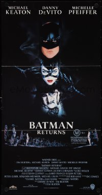 4f0405 BATMAN RETURNS Aust daybill 1992 Keaton, Danny DeVito, Pfeiffer, Tim Burton!