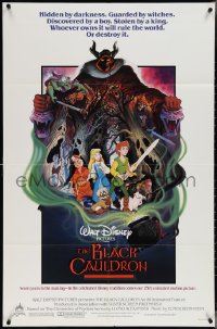 4f0711 BLACK CAULDRON advance 1sh 1985 first Walt Disney CG, cool fantasy art by Paul Wenzel!