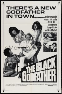 4f0712 BLACK GODFATHER 1sh R1970s the FBI, foxy chicks and the Mafia want his body!