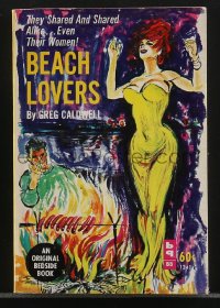 4f1042 BEACH LOVERS paperback book 1963 they shared & shared alike, even their women, sexy art!