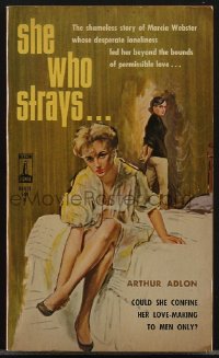 4f1063 SHE WHO STRAYS paperback book 1963 could she confine her love-making to men only, sexy art!