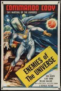 4f0736 COMMANDO CODY chapter 1 1sh 1953 great art & inset of Judd Holdren, Enemies of the Universe!