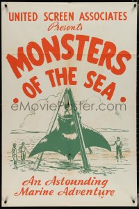 4f0751 DEVIL MONSTER 1sh R1930s Monsters of the Sea, cool artwork of giant manta ray!