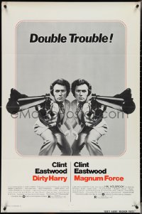 4f0755 DIRTY HARRY/MAGNUM FORCE 1sh 1975 cool mirror image of Clint Eastwood by Philippe Halsman!