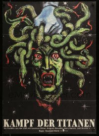 4f0273 CLASH OF THE TITANS East German A1 1985 wonderful different art of Medusa's severed head!
