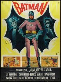 4f0109 BATMAN French 1p 1966 DC Comics, Boris Grinsson art of Adam West w/Penguin & Catwoman!