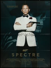 4f0156 SPECTRE French 1p 2015 great image of Daniel Craig as James Bond with villain background!
