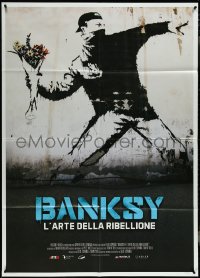 4f0185 BANKSY & THE RISE OF OUTLAW ART Italian 1p 2020 great art of rioter throwing flowers!
