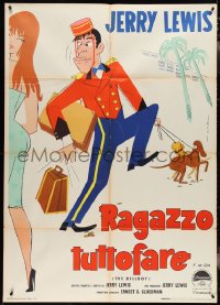 4f0187 BELLBOY Italian 1p 1961 Jerry Lewis carrying luggage by C. Timperi, different & ultra rare!