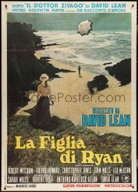 4f0437 RYAN'S DAUGHTER Italian 1p 1970 David Lean, artwork of Sarah Miles overlooking the beach!