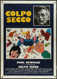 4f0250 SLAP SHOT Italian 1p 1977 Paul Newman, great different Lynch Guillotin hockey fight art!