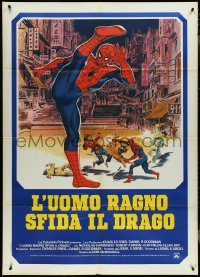 4f0252 SPIDER-MAN: THE DRAGON'S CHALLENGE Italian 1p 1980 Hammond as Spidey by Graves, ultra rare!