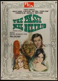 4f0438 SPIRITS OF THE DEAD Italian 1p 1969 Gasparri art, Fellini, Malle, Vadim, Bardot, Fonda, rare!