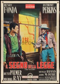 4f0257 TIN STAR Italian 1p 1958 different Enzo Nistri art of cowboys Henry Fonda & Anthony Perkins!