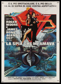 4f0423 SPY WHO LOVED ME Italian 2p 1977 Bob Peak art of Roger Moore as James Bond & Barbara Bach!