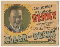 4f0452 CLEAR THE DECKS TC 1929 great smiling portrait of Reginald Denny + art of ship, ultra rare!