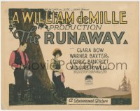 4f0557 RUNAWAY LC 1926 wonderful title-card-like image of sexy Clara Bow & Warner Baxter, rare!