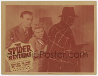 4f0568 SPIDER RETURNS LC #5 R1940s great close up of the masked hero wearing web cape & holding gun!