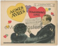 4f0583 TOMORROW'S LOVE LC 1925 Agnes Ayres, Pat O'Malley, directed by Paul Bern, ultra rare!