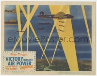 4f0588 VICTORY THROUGH AIR POWER LC 1943 Disney cartoon, WWII airplanes dropping bombs on city!