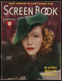 4f0303 SCREEN BOOK magazine November 1937 great cover portrait of sexy Marlene Dietrich!