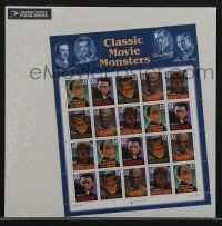 4f0281 CLASSIC MOVIE MONSTERS stamp sheet 1996 Frankenstein, Dracula, Mummy, Wolf Man, Phantom