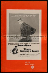 4f0399 REBEL WITHOUT A CAUSE pressbook 1955 Nicholas Ray classic, James Dean, includes the herald!