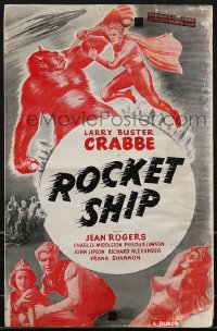 4f0400 ROCKET SHIP pressbook R1950 re-release of 1936's Flash Gordon with Buster Crabbe!