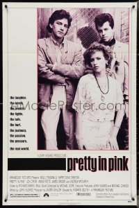 4f0941 PRETTY IN PINK 1sh 1986 great portrait of Molly Ringwald, Andrew McCarthy & Jon Cryer!
