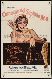 4f0960 SEVEN YEAR ITCH Spanish/US 1sh 1955 Billy Wilder, sexy Marilyn Monroe w/shoes by Tom Ewell!