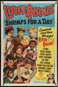 4f0962 SHRIMPS FOR A DAY 1sh R1952 Dickie Moore, Joe Cobb, Farina, Jackie Cooper, Our Gang kids!