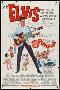 4f0973 SPINOUT 1sh 1966 Elvis with double-necked guitar, foot on the gas & no brakes on fun!