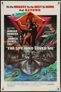 4f0976 SPY WHO LOVED ME 1sh 1977 great art of Roger Moore as James Bond by Bob Peak!