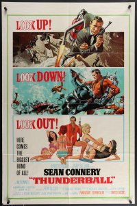 4f1004 THUNDERBALL 1sh 1965 art of Connery as Bond by McGinnis & McCarthy, uncropped tank style!