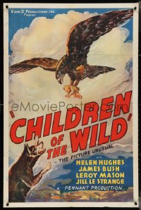 4f1009 TOPA TOPA 1sh 1939 wild art of eagle carrying child, Children of the Wild, Pennant release!
