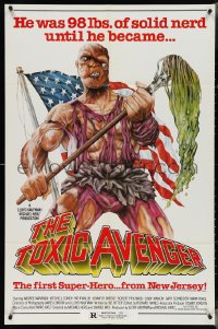 4f1012 TOXIC AVENGER 1sh 1985 Troma, wacky Blaize art of a different kind of hero, Mitchell Cohen!